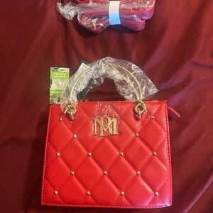 Badgley Mischka Red Quilted  with Gold Accents